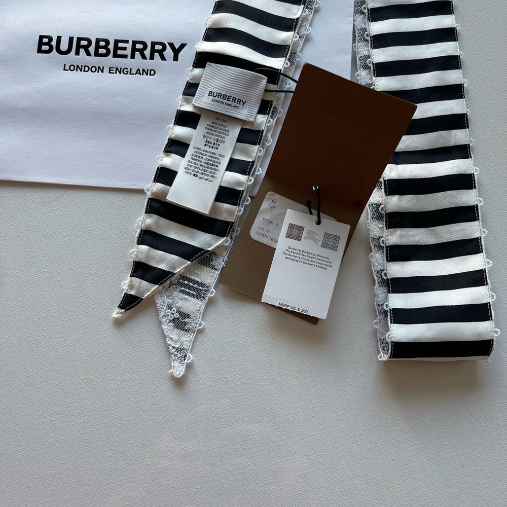 NWT BURBERRY Silk Bandeau Scarf 🤍❤️ - Picture 9 of 11